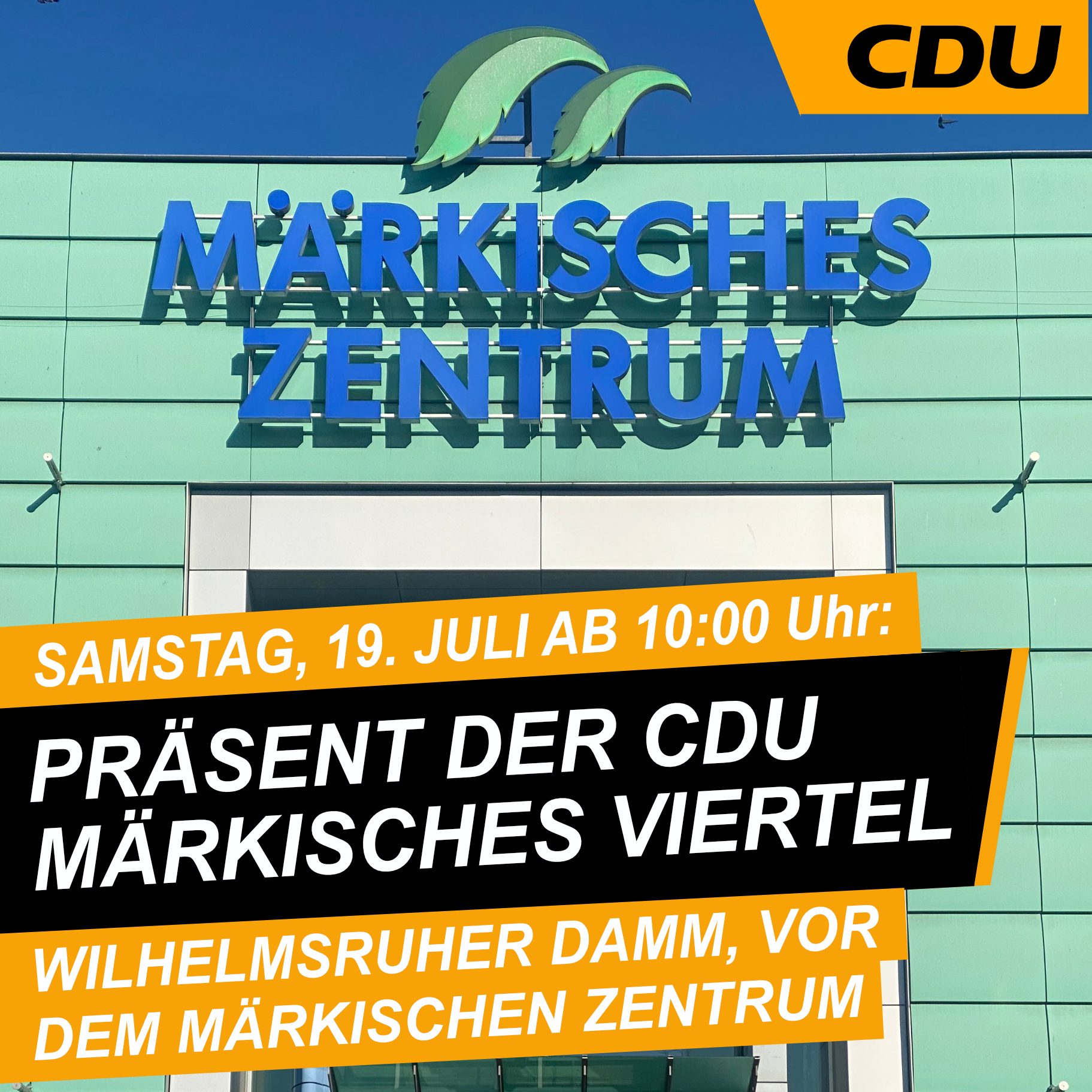 Samstag kommen wir ins Gesprch - am Straenstand der CDU MV!